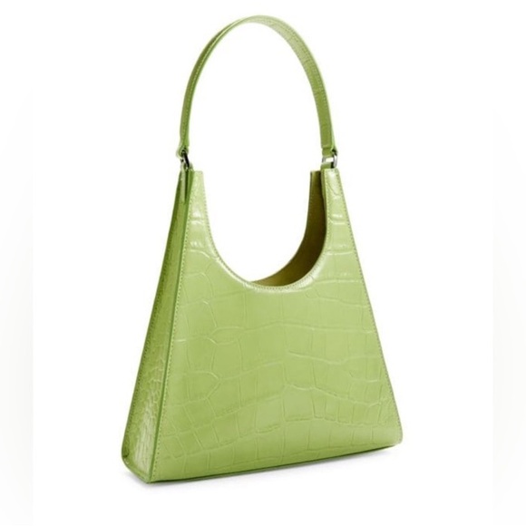 STAUD Lime Green Croc-Embossed Shoulder Bag - Picture 4 of 4